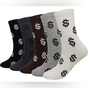 Novelty Dollar Sign Socks, Neutral Colors (1 Pair), Adult Size